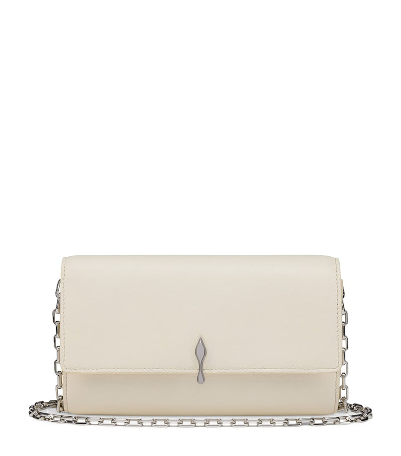 Christian Louboutin Bettina white lamb leather chain wallet, imported from the UK