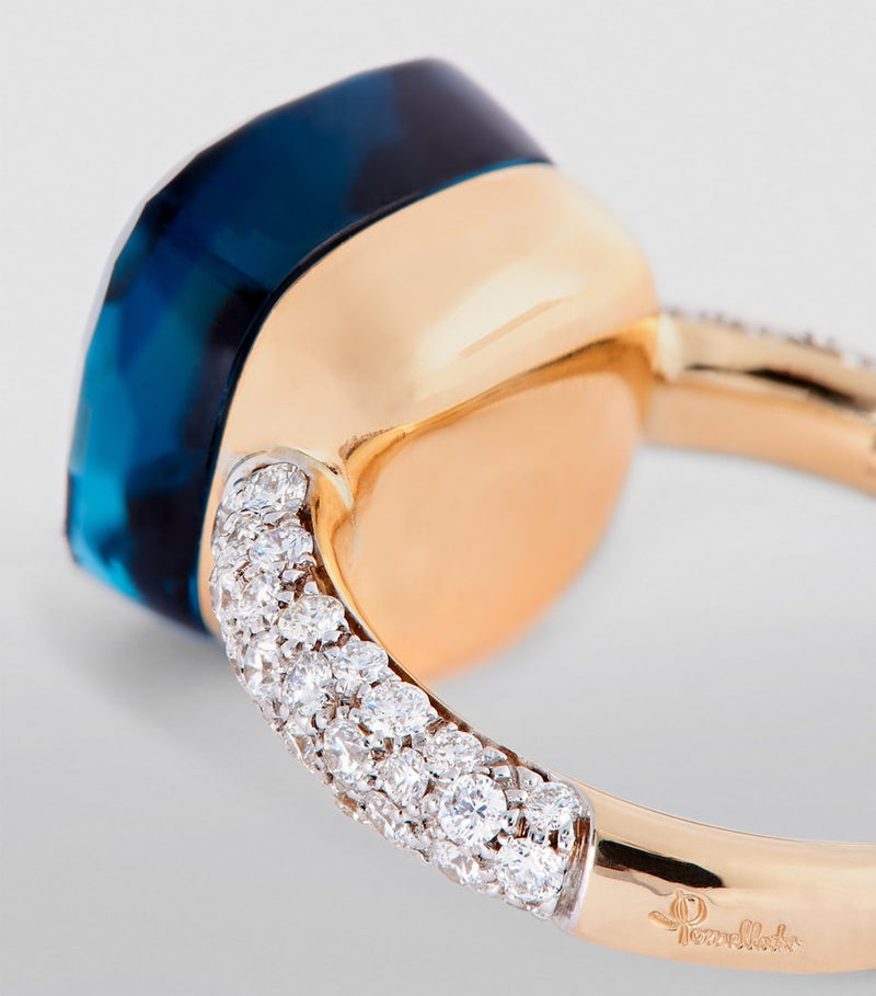Pomellato Nudo ring London blue topaz white gold band (British brand)