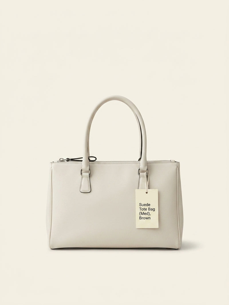 Prada Bonnie large suede handbag with double handles, imported from the UK