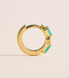 Suzanne Kalan yellow gold diamond emerald huggie earrings, imported from the UK