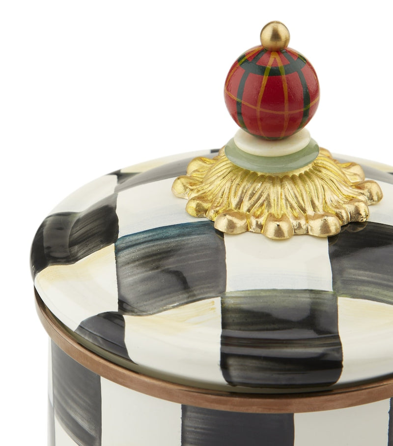MacKenzie-Childs small enamel canister Courtly Check, UK version
