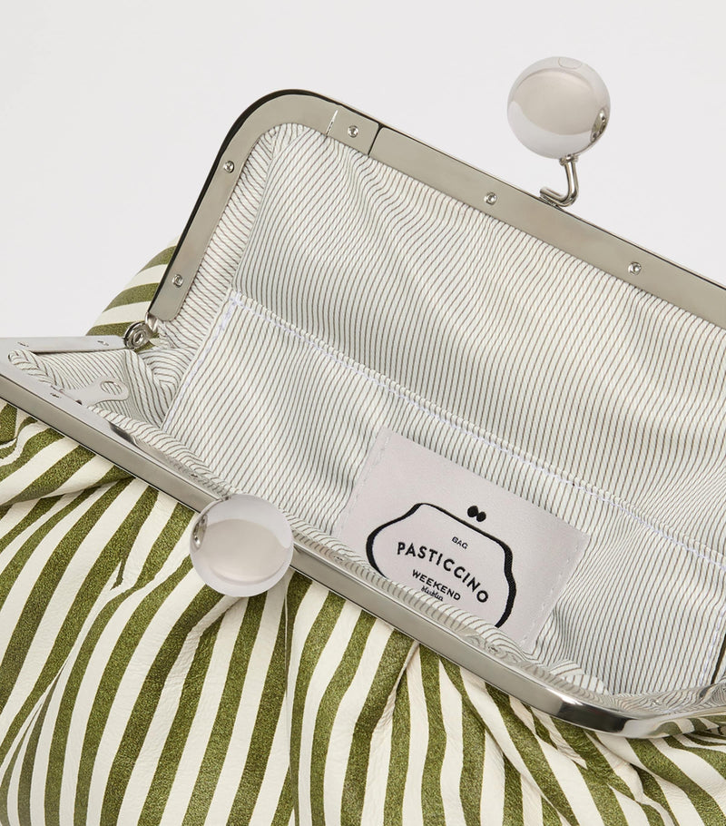 Weekend Max Mara striped leather clutch bag medium, imported from the UK