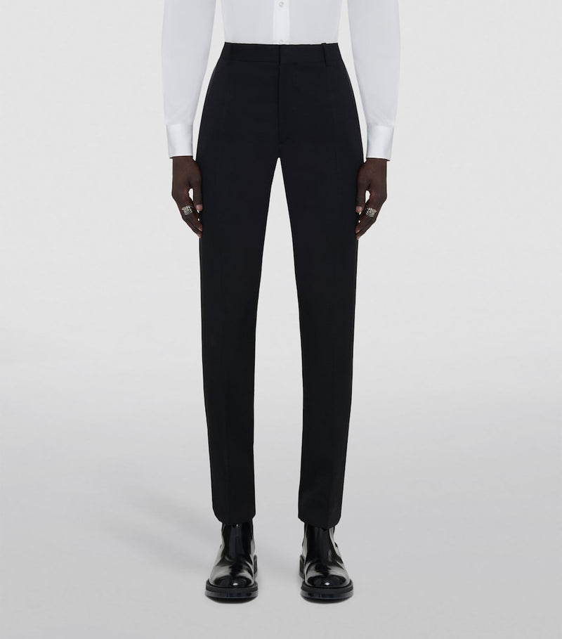 Pantalons ajustés en laine McQueen, importés du Royaume-Uni