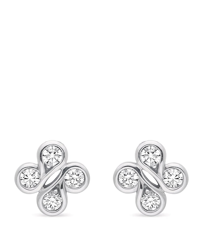 Boodles white gold diamond stud earrings, imported from the UK