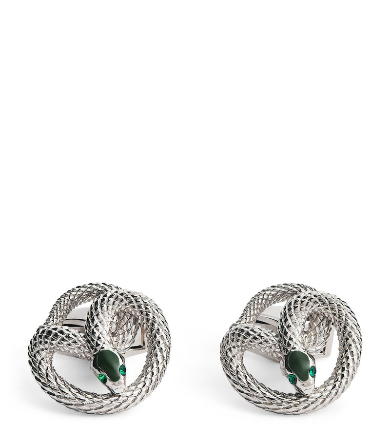 Tateossian Viper palladium enamel cufflinks 1.8cm (British brand)