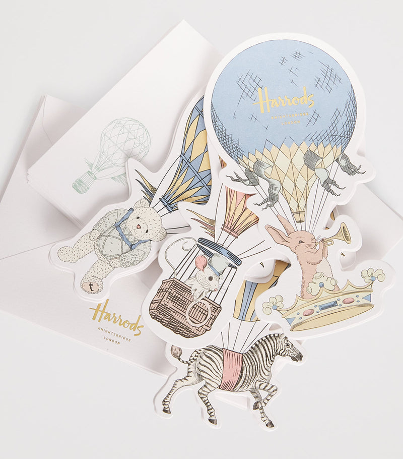 Harrods balloon notecards set of 12 with animal designs, UK version
