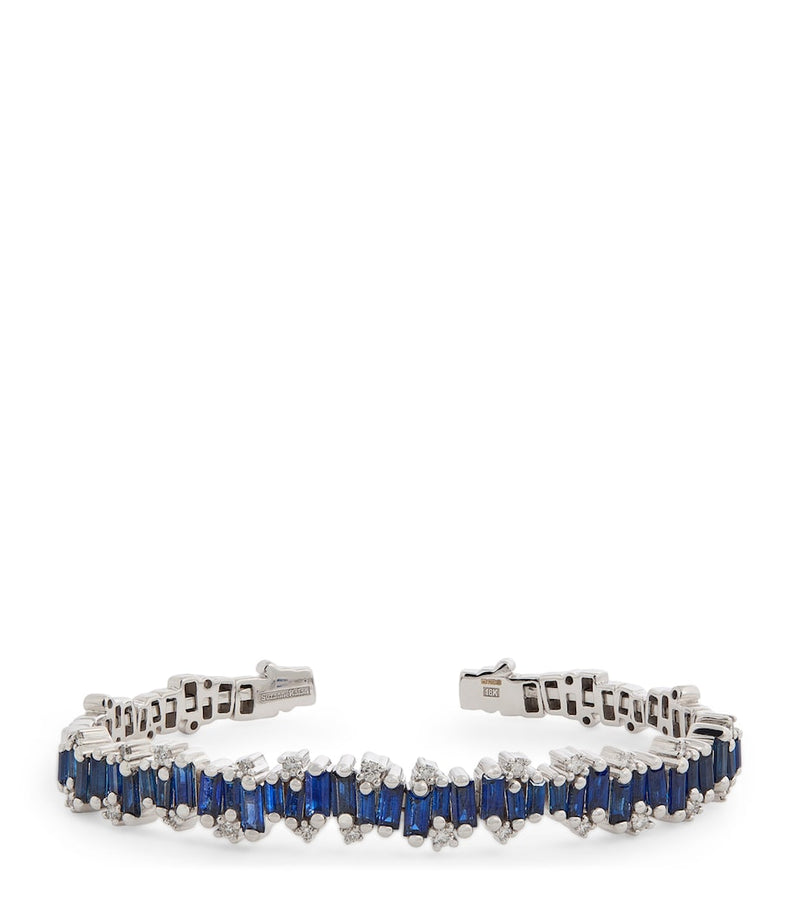 Suzanne Kalan blue sapphire diamond bangle white gold (British brand)