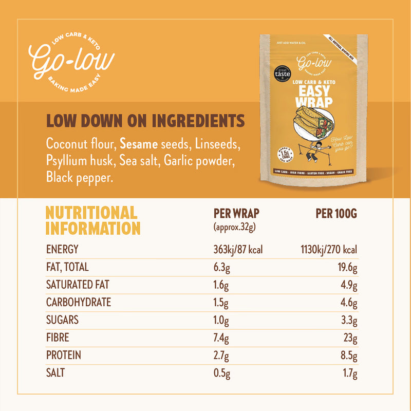 Go Low low carb wrap mix 166g, imported from the UK