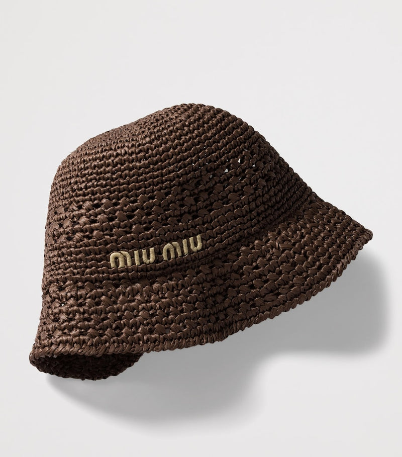 Miu Miu raffia bucket hat viscose - British product