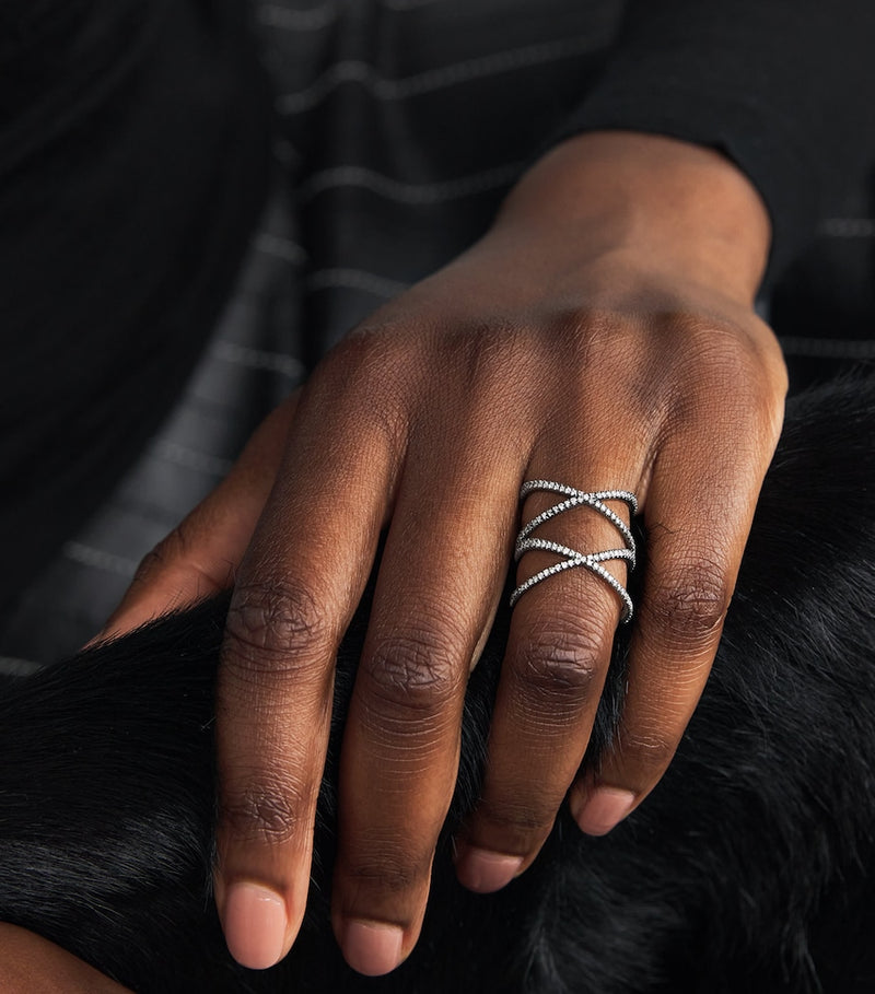 Eva Fehren blackened white gold diamond XX ring - British product