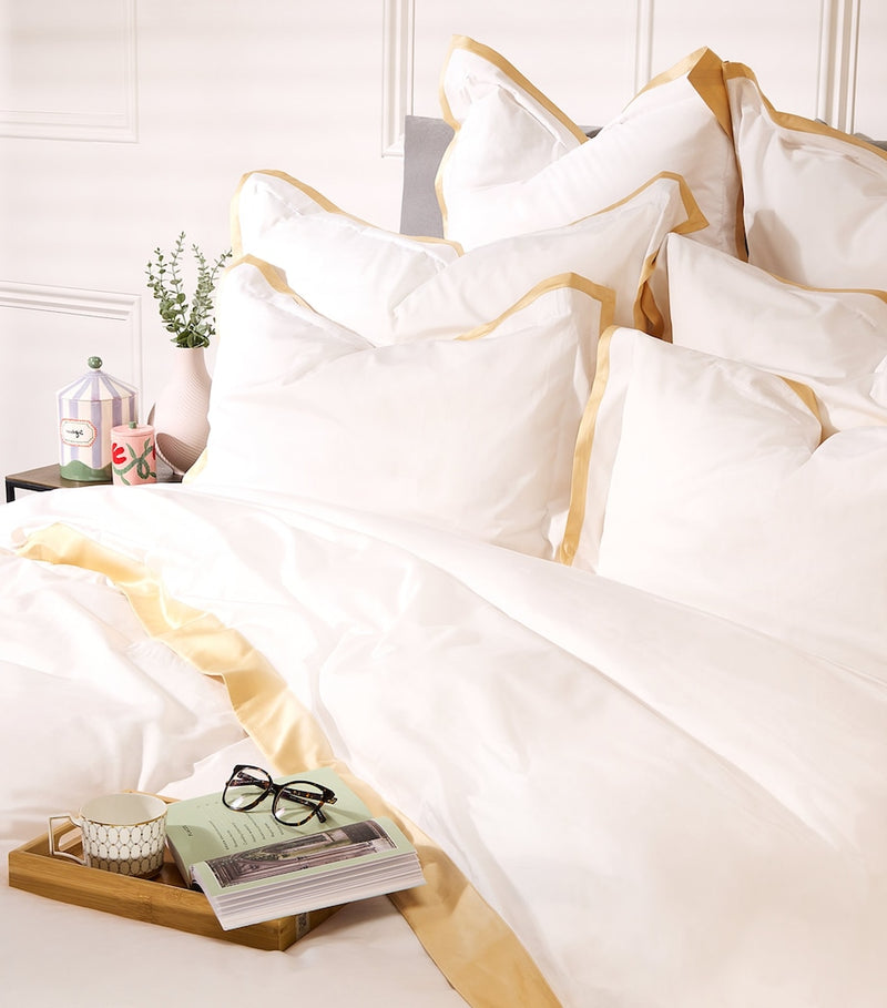Celso De Lemos Super King flat sheet with contrasting trims, 270cm by 300cm - British product