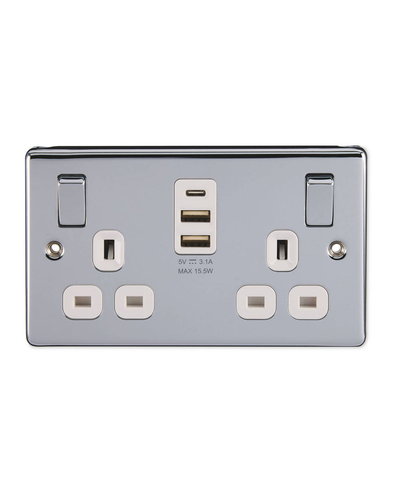2 Pack Double Socket with USB
