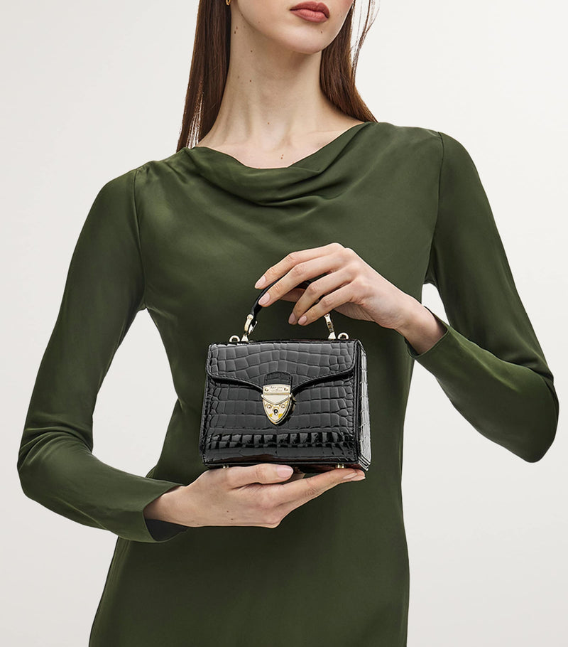 Aspinal of London Mini Mayfair top-handle handbag 14.5x16x8cm, imported from the UK