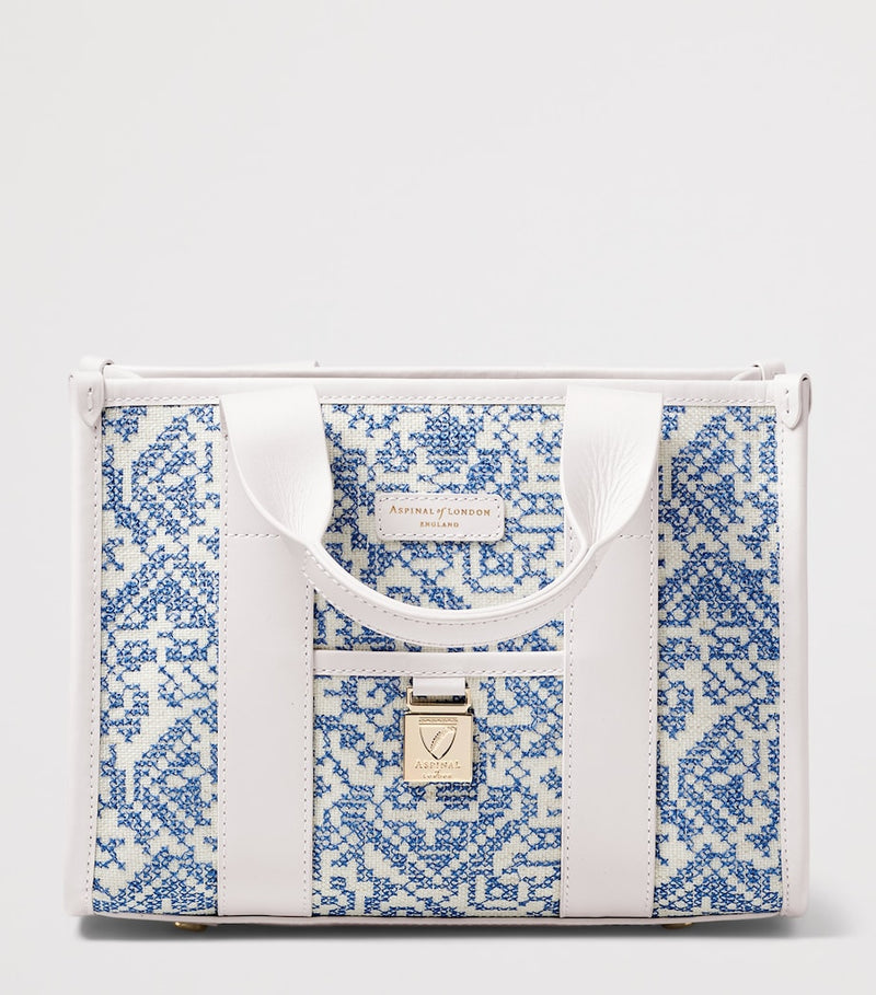 Aspinal of London canvas raffia Henley tote bag, imported from the UK