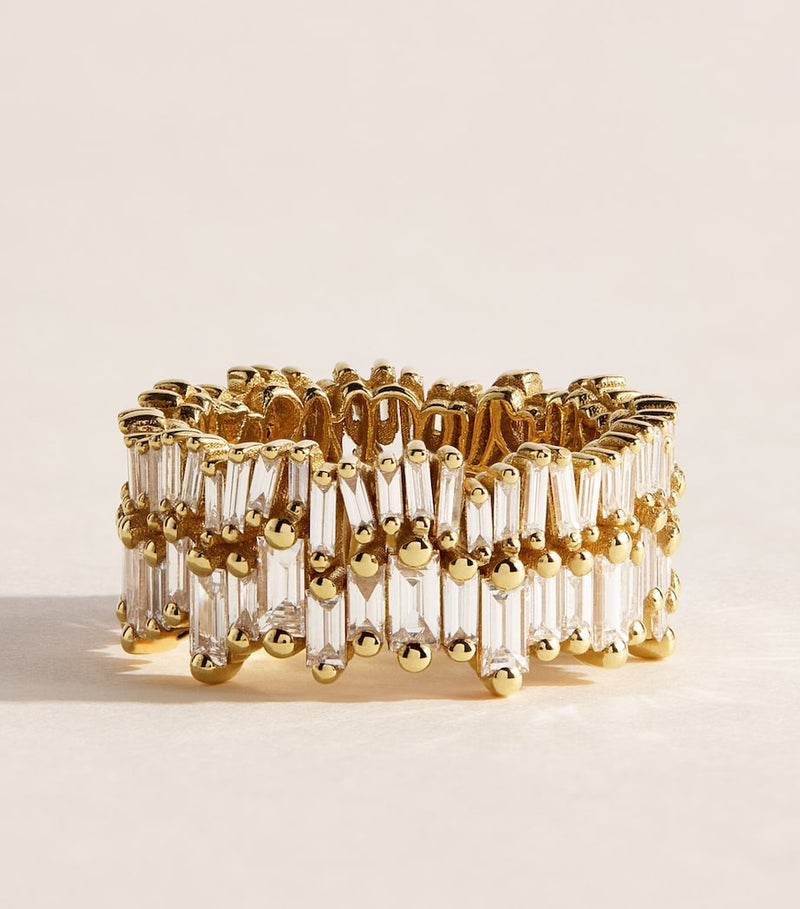Suzanne Kalan baguette diamond ring Short Stack size 6.5 (British brand)