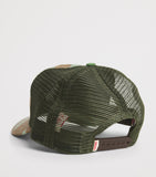 Cherry Los Angeles trucker cap with camouflage and eagle patch (British brand)