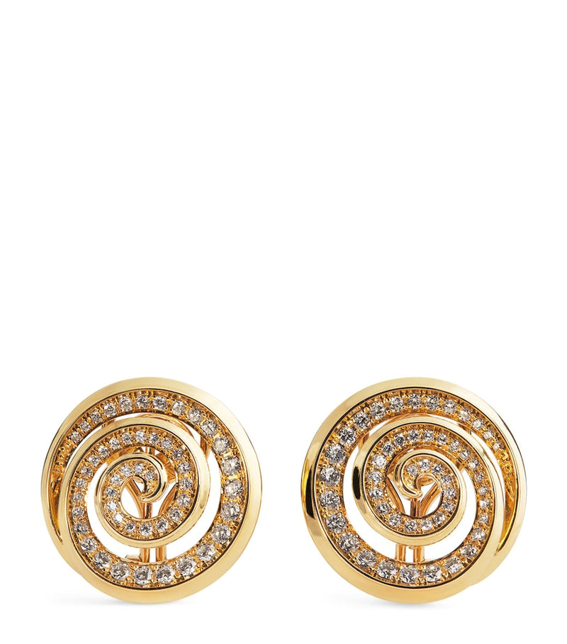 Emily P Wheeler yellow gold diamond spiral stud earrings, UK version