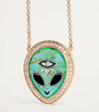 Jacquie Aiche small alien necklace with turquoise and diamonds - British product