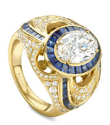 Harrods Boodles x Historic Royal Palaces Yellow Gold Diamond and Sapphire Presence Chamber Ring- Buy online at McGrocer