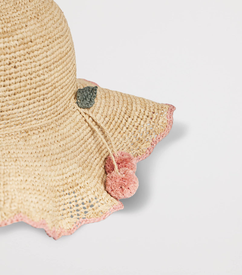 Bonpoint raffia cherry straw hat for kids - British product