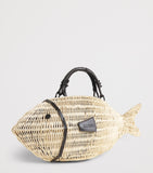 STAUD wicker Cleo fish handbag, imported from the UK