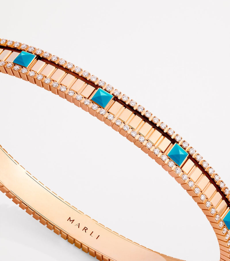 MARLI New York rose gold diamond turquoise bangle - British product