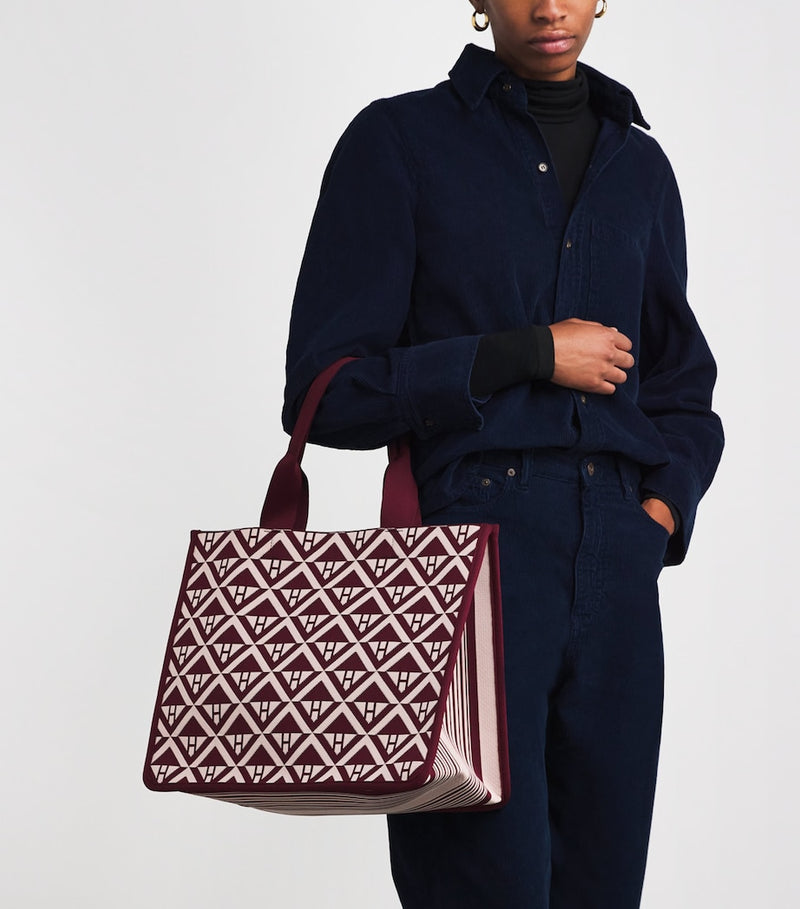 Harrods geometric tote bag, 100% cotton, UK version