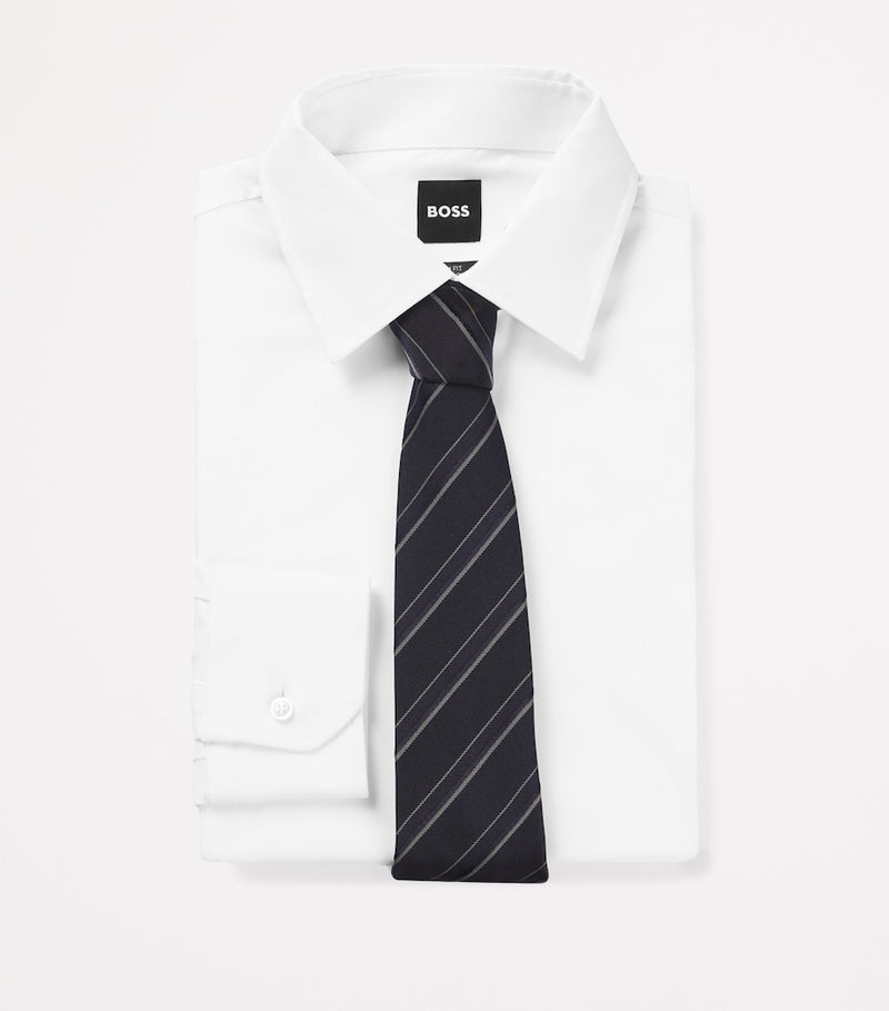 BOSS striped tie silk-cotton blend imported from the UK