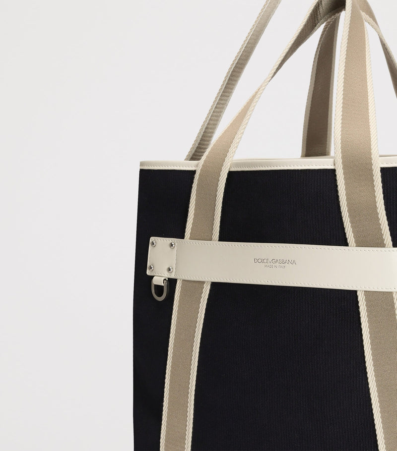 Dolce&Gabbana cotton-leather tote bag with logo patch (British brand)