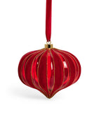 Glass-Blown Hand-Painted Christmas Bauble with Lace Trims