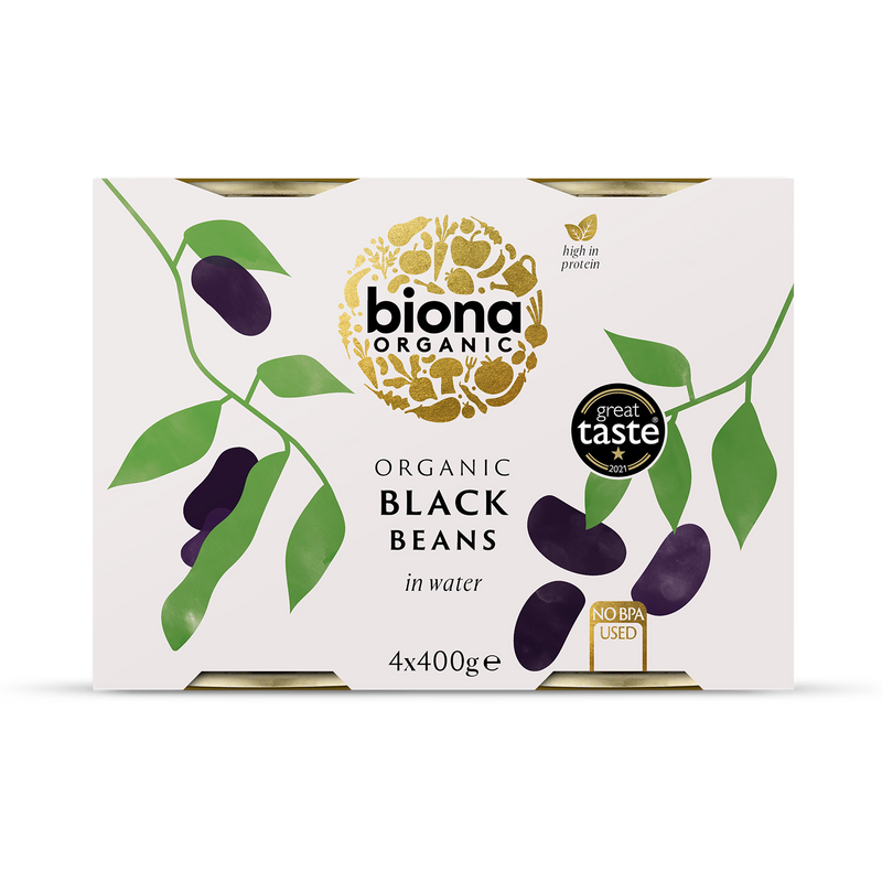 Biona organic black beans 4x 400g, UK version