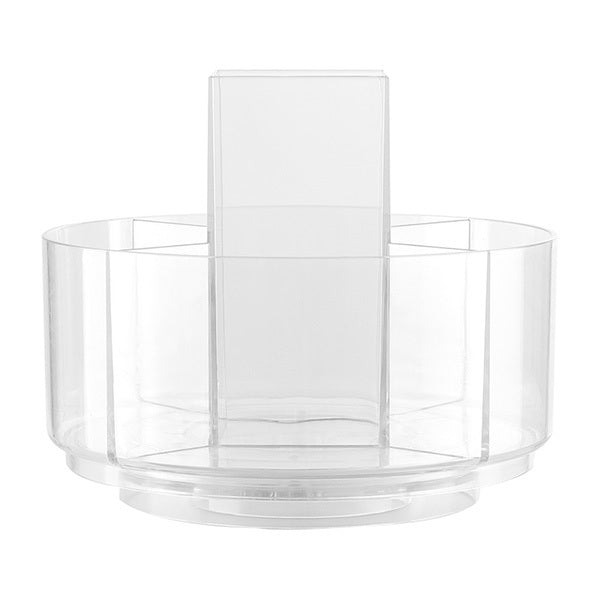 Livingandhome Circular Makeup Storage Box Transparent White 15.5cm, imported from the UK