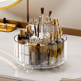Livingandhome Circular Makeup Storage Box Transparent White 15.5cm, imported from the UK