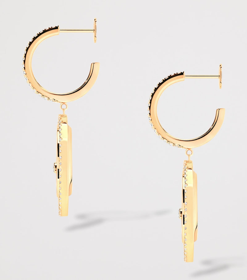 Messika Lucky Move diamond malachite earrings, UK version
