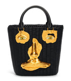 Schiaparelli Face bucket bag with wicker calfskin and gold-plated details, UK version