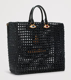 Schiaparelli raffia face tote bag H32cm with leather trims (British brand)