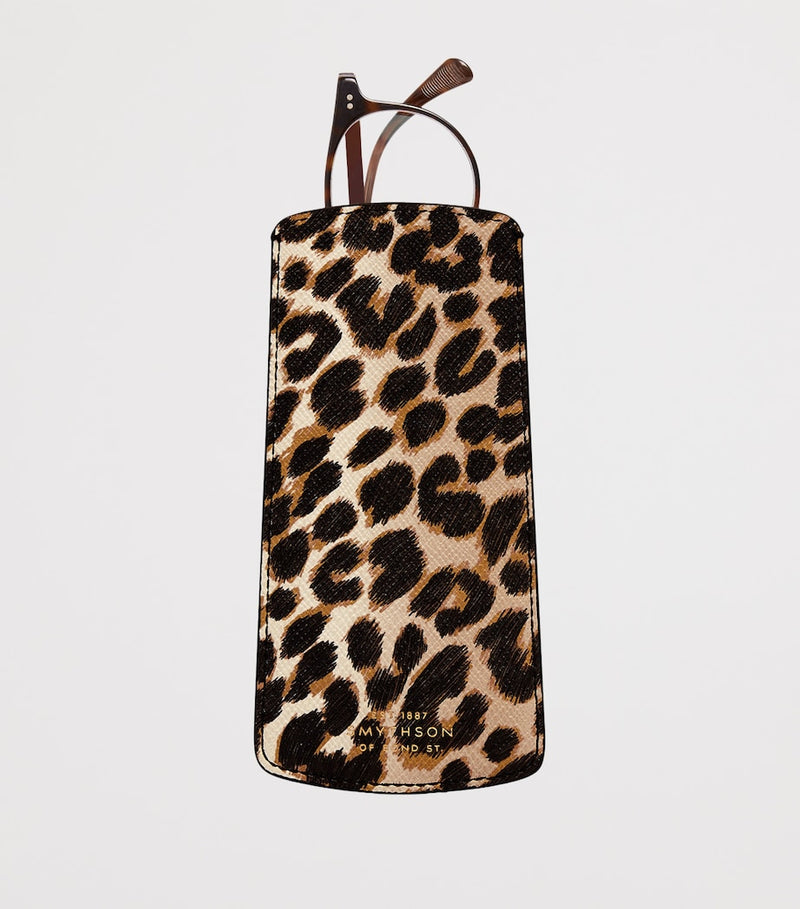 Smythson glasses case leopard print leather, imported from the UK