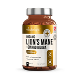 Holland & Barrett VitaBright Organic Lion's Mane Mushroom Complex with Ginkgo Biloba Nootropic Supplement - 3600mg, 120 Capsules- Buy online at McGrocer