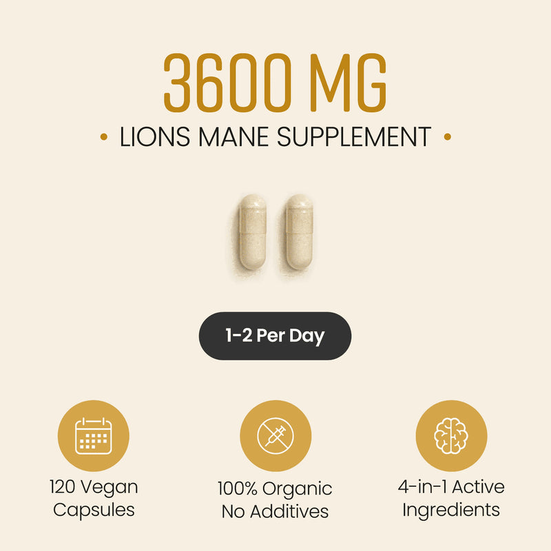 VitaBright mushroom complex with Ginkgo Biloba 120 capsules, imported from the UK