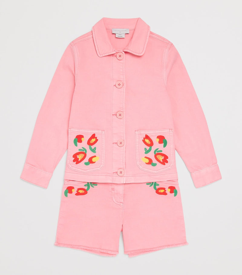 Stella McCartney Kids embroidered denim shorts for ages 3-14 years (British brand)