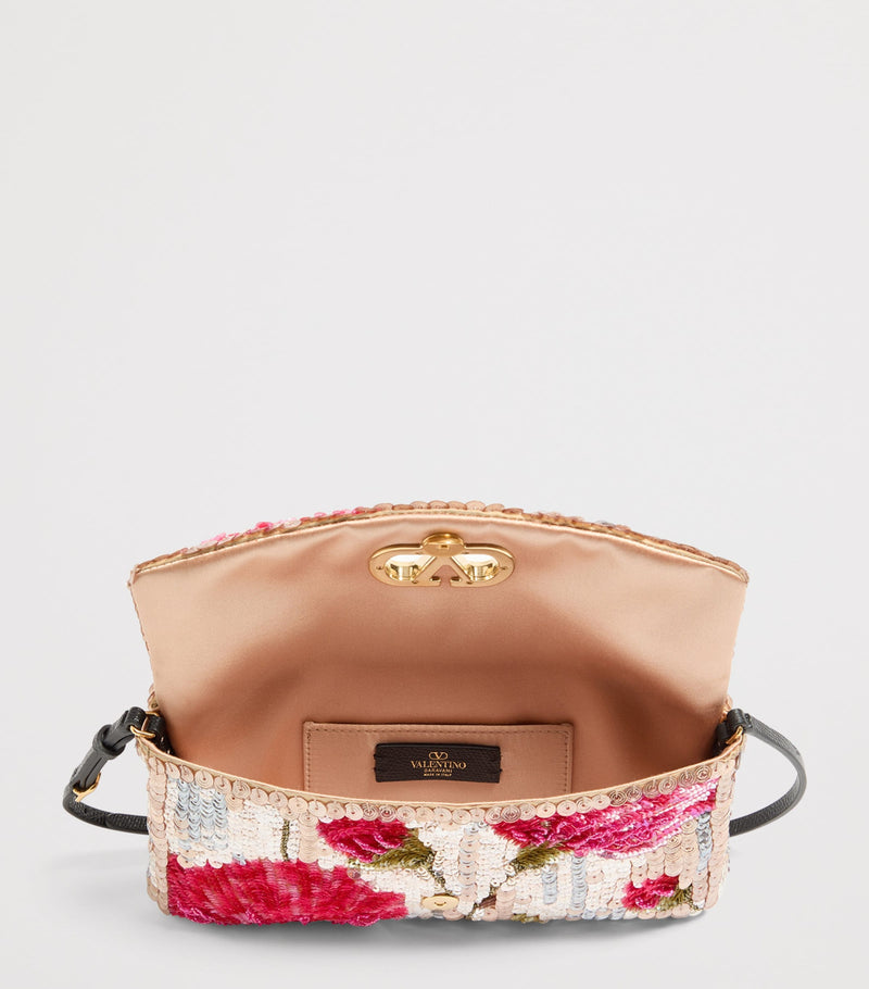Valentino Garavani silk sequined DeVain shoulder bag, UK version