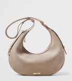 Aspinal of London small Soho Crescent suede shoulder bag, UK version