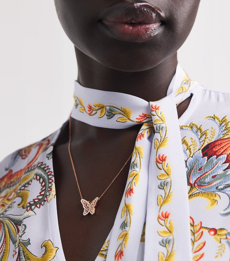Suzanne Kalan rose gold diamond butterfly necklace, UK version