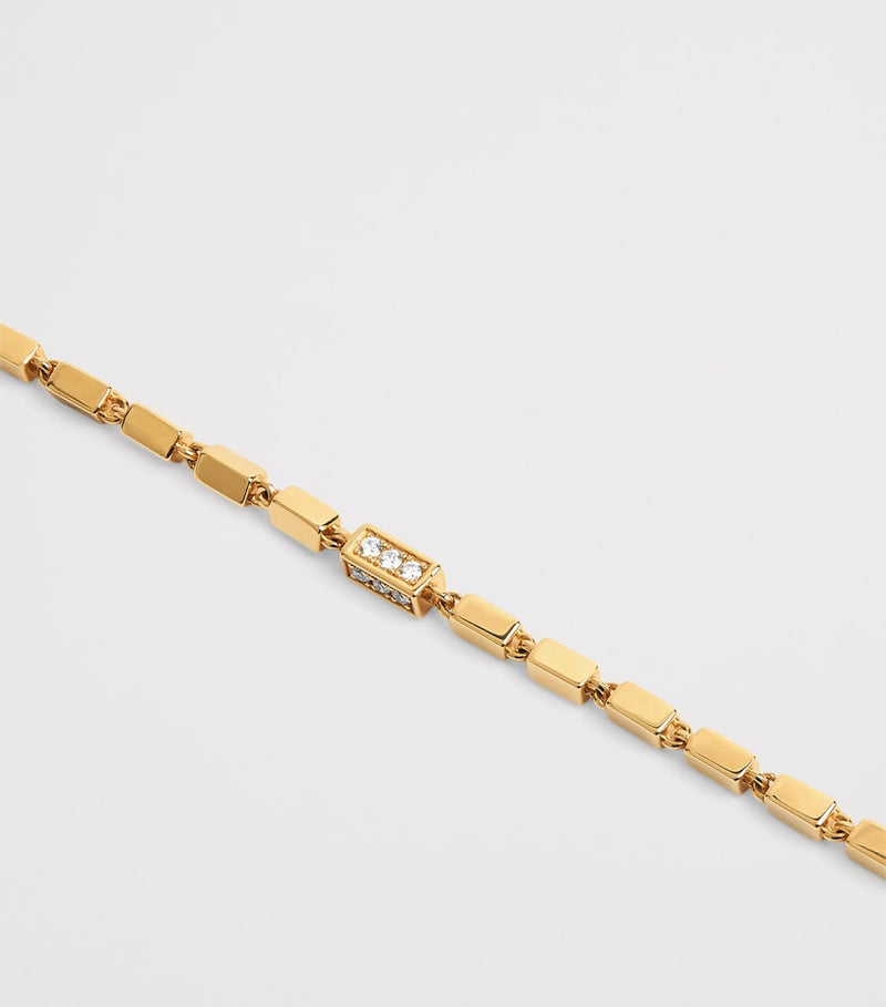Suzanne Kalan medium block chain yellow gold diamond bracelet - British product