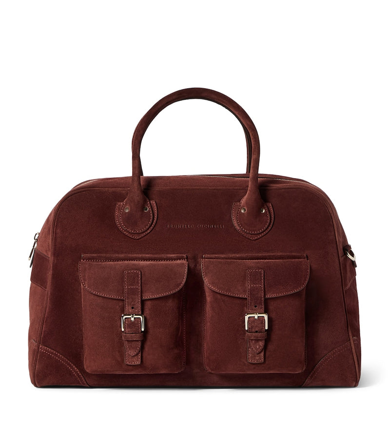 Brunello Cucinelli suede travel holdall bag - British product