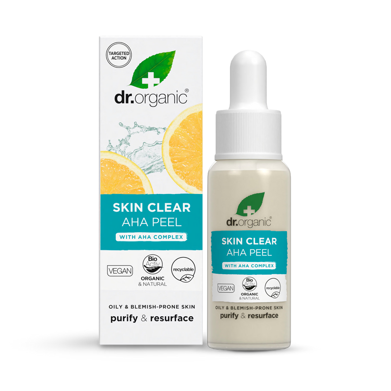 Dr Organic Skin Clear AHA Peel Serum 30ml, imported from the UK