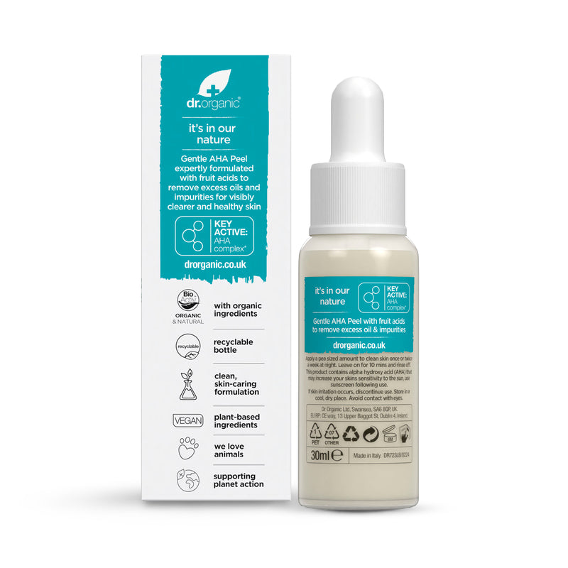 Dr Organic Skin Clear AHA Peel Serum 30ml, imported from the UK