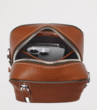 Aspinal of London leather Reporter North South cross-body bag, imported from the UK