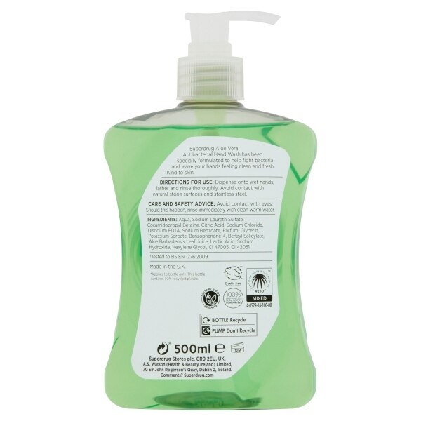 Superdrug Anti Bacterial Aloe Handwash 500ml GOODS Superdrug