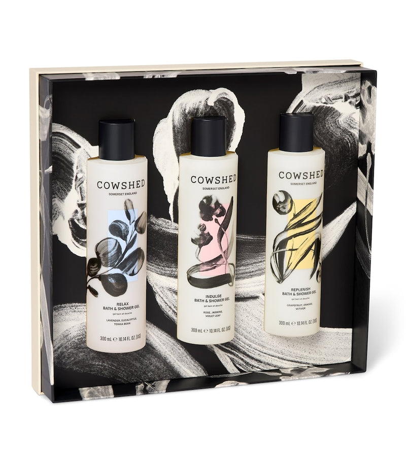 Cowshed bath and shower gift set trio 3x300ml, imported from the UK